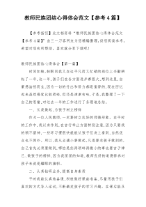 教师民族团结心得体会范文【参考4篇】