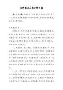 巡察整改方案详情5篇