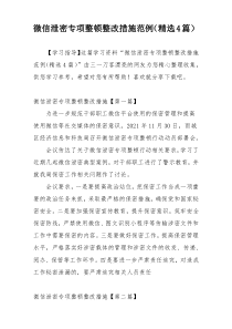 微信泄密专项整顿整改措施范例（精选4篇）