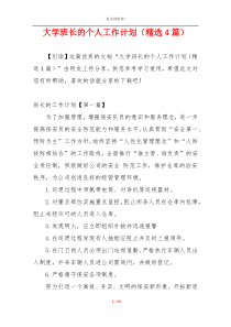 大学班长的个人工作计划（精选4篇）