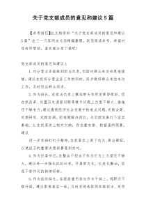 关于党支部成员的意见和建议5篇