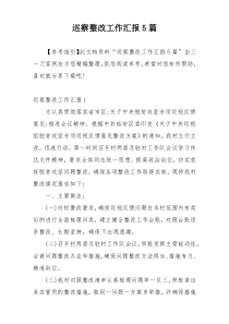 巡察整改工作汇报5篇