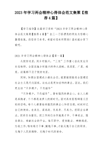 2023年学习两会精神心得体会范文集聚【推荐4篇】