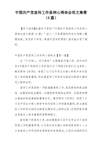 中国共产党宣传工作条例心得体会范文集聚（5篇）