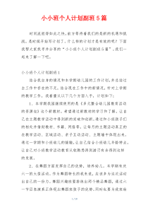 小小班个人计划副班5篇