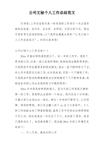 公司文秘个人工作总结范文