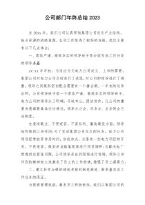 公司部门年终总结2023