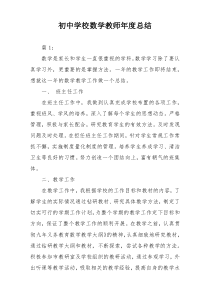 初中学校数学教师年度总结