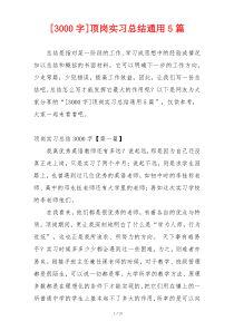 [3000字]顶岗实习总结通用5篇