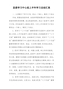 县委学习中心组上半年学习总结汇报