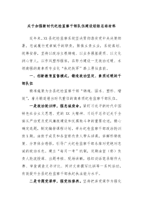 关于加强新时代纪检监察干部队伍建设经验总结材料