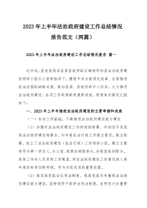 2023年上半年法治政府建设工作总结情况报告范文（两篇）