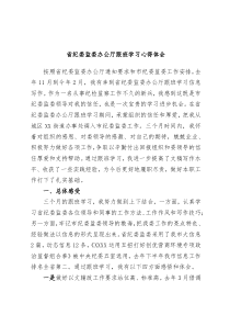 省纪委监委办公厅跟班学习心得体会