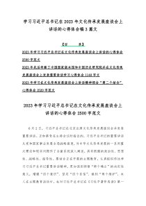 学习习近平总书记在2023年文化传承发展座谈会上讲话的心得体会稿3篇文