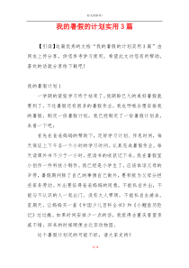 我的暑假的计划实用3篇