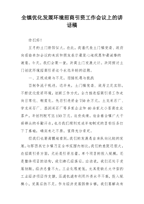 全镇优化发展环境招商引资工作会议上的讲话稿