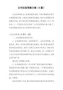 公司应急预案方案（5篇）