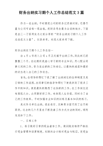 财务出纳实习期个人工作总结范文3篇