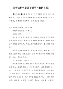 关于任职表态发言领导（最新5篇）