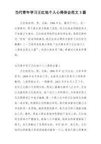 当代青年学习王红旭个人心得体会范文3篇