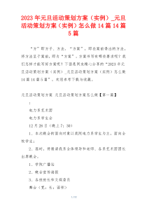 2023年元旦活动策划方案（实例）_元旦活动策划方案（实例）怎么做14篇14篇5篇