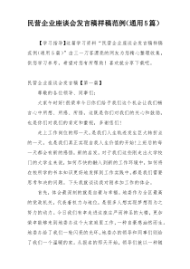 民营企业座谈会发言稿样稿范例（通用5篇）