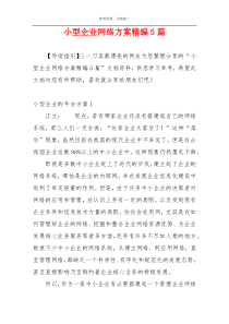 小型企业网络方案精编5篇