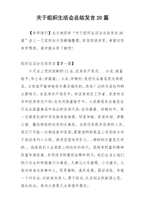 关于组织生活会总结发言20篇