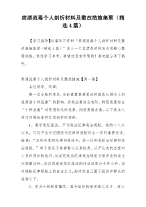 肃清流毒个人剖析材料及整改措施集聚（精选4篇）