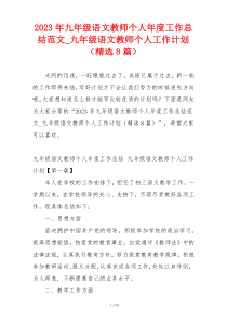 2023年九年级语文教师个人年度工作总结范文_九年级语文教师个人工作计划（精选8篇）