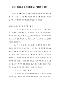 2023抗洪救灾先进事迹（精选5篇）