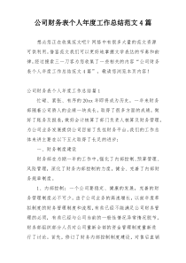 公司财务表个人年度工作总结范文4篇