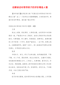 巡察谈话对领导班子的评价精选4篇