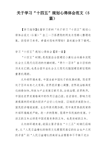 关于学习“十四五”规划心得体会范文（5篇）