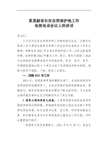 某某副省长在自然保护地工作电视电话会议上的讲话