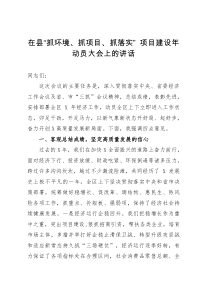 在县抓环境抓项目抓落实项目建设年动员大会上的讲话