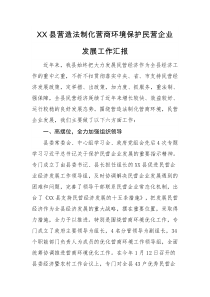 XX县营造法制化营商环境保护民营企业发展工作汇报