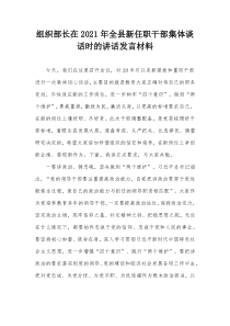 组织部长在20XX年全县新任职干部集体谈话时的讲话发言材料