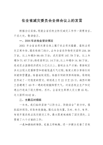 在全省减灾委员会全体会议上的发言