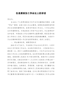 在县委政协工作会议上的讲话