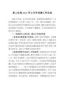 县人社局20XX年上半年党建工作总结