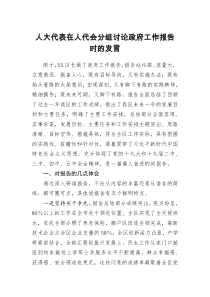 人大代表在人代会分组讨论政府工作报告时的发言