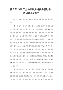 镇长在20XX年全县推动乡村振兴研讨会上的讲话发言材料