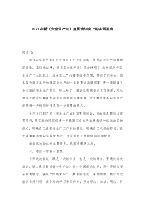 20XX在新安全生产法宣贯培训会上的讲话发言