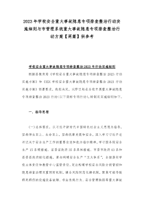 2023年学校安全重大事故隐患专项排查整治行动实施细则与市管理系统重大事故隐患专项排查整治行动方