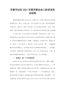 市委书记在20XX年度市委全会上的讲话发言材料