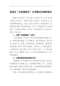 某某区名校集团化办学模式的调研报告