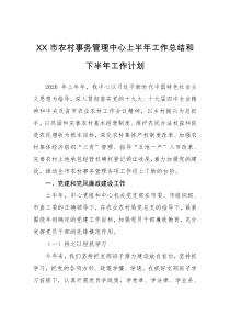 XX市农村事务管理中心上半年工作总结和下半年工作计划