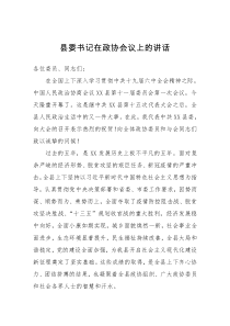 县委书记在政协会议上的讲话