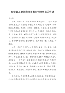 在全县工业招商项目落实调度会上的讲话